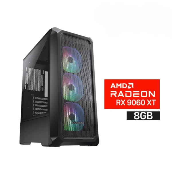 Gaming PC i5-14400F Processor, ASUS B760 D5 Motherboard, 16GB RAM DDR5 (6000), 1TB SSD NVME, RX 9060 XT 8GB VG, 750 WATT PSU, Cougar Archon 2 Mesh RGB Mid Tower Case, 3x Pre-Installed RGB Fans ,USB Wi-Fi + Bluetooth Adapter, Windows 11 Pro (License)