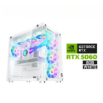Gaming PC i5-14400F Processor, ASUS H610 D5 WIFI Motherboard, 16GB RAM DDR5, 1TB SSD NVME, GIGABYTE GeForce RTX 5060 EAGLE OC ICE 8GB White, 650 WATT PSU, GameOn Emperor Arctic II Series Mid Tower Case White, 7 ARGB Fans, Windows 11 Pro (License)