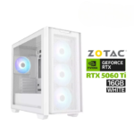 Gaming PC i5-14400F Processor, GIGABYTE B760 DDR5 Motherboard, 16GB DDR5 RAM, 1TB NVMe SSD, ZOTAC RTX 5060 TI 16GB White Graphics Card, 750 WATT GOLD PSU, Asus A21 Plus Micro ATX Case 4x ARGB Fans, USB Wi-Fi Adapter, Windows 11 Pro License