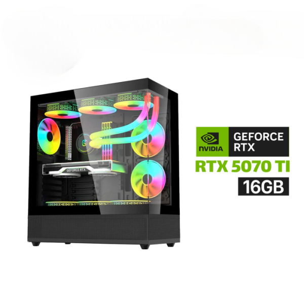 Gaming PC – AMD Ryzen 7 9700X, MSI B650 Gaming Plus WiFi, 32GB DDR5 6000, 2TB NVMe SSD, RTX 5070 Ti 16GB, 850W Gold PSU, L360 Liquid Cooler, Acer V930B Case with 6 RGB Fans, Windows 11 Pro