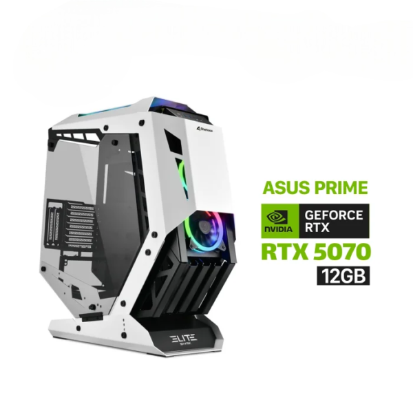 Gaming PC i7-14700F Processor, MSI B760 D5 WIFI Motherboard, 32GB RAM DDR5 (6000), 2TB SSD NVMe, ASUS PRIME RTX 5070 12GB VGA, 750 WATT GOLD PSU, L360 Liquid Cooler White, Sharkoon Elite Shark CA700 White 3x RGB Fans White, Windows 11 Pro (License)