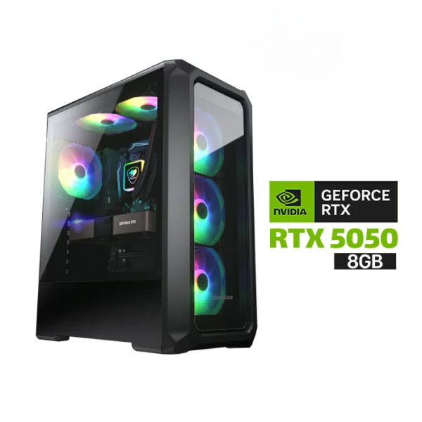 Gaming PC i5-12400F Processor, H610 D5 Motherboard, 16GB D5 RAM, 1TB SSD NVME, RTX 5050 8GB VGA, 750 WATT PSU, Cougar Archon 2 RGB Brilliant Mid Tower Crystalline Case, 3x Pre-Installed RGB Fans, USB Wi-Fi Adapter, Windows 11 Pro (License)