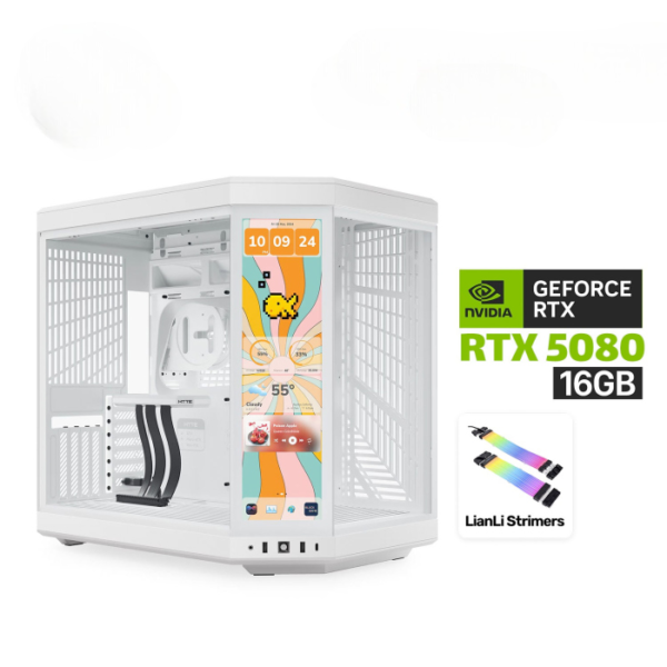 Gaming PC – Ryzen 9 9950X3D, ASUS ROG STRIX X870-A WiFi7, 64GB DDR5 6000 RAM, Samsung 2TB NVMe Gen5 SSD, RTX 5080 16GB White, Asus Rog Strix 1000W Platinum PSU, Lian Li Galahad II LCD 360 AIO, 6x LCD RGB Fans, HYTE Y70 Touch White, Win 11 Pro