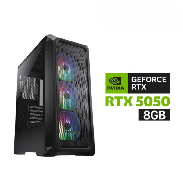 Gaming PC - Intel i5-12400F Processor, H610 D5 Motherboard, 16GB DDR5 Ram, 1TB NVMe SSD, RTX 5050 8GB, 650 WATT PSU, Cougar Archon 2 Mesh RGB Case with 3 ARGB Fans, USB Wi-Fi Adapter, Windows 11 Pro (License)