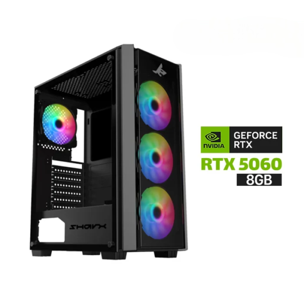 Gaming PC Intel Core Ultra 5-225F 4.90GHz Processor, ASUS H810 WIFI MB Motherboard, 16GB DDR5 RAM, 1TB NVMe SSD, RTX 5060 8GB VGA, 750 WATT PSU, Sharx Striker Mid Tower Case, 4x Pre-Installed RGB Fans, Windows 11 Pro (License)