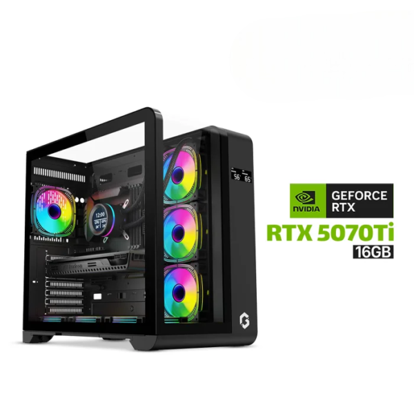 Gaming PC Intel Ultra 7 265K CPU, Asus Z890-P WiFi MotherBoard, 32GB DDR5 (6000) RAM, 2TB NVMe Gen-4 SSD, GigaByte RTX 5070 Ti 16GB VGA, 850 Watt GOLD PSU, L360 Liquid Cooler, GameOn Infinity Series Digital Display Screen Case, Windows 11 Pro License