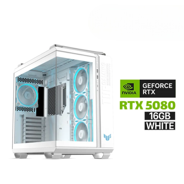 RYZEN 9-9950X3D,ROG STRIX X870-A MB,64GB D5 RAM (6000)White,2TB NVMe SSD GEN-4, RTX 5080 16GB White,1000 WATT GOLD PSU,Tryx Panorama SE 360 ARGB Liquid Cooler,Lian-Li Strimers ARGB Cables,Asus TUF GT502 Horizon Case White,3x RGB Fans White,Win 11 Pro